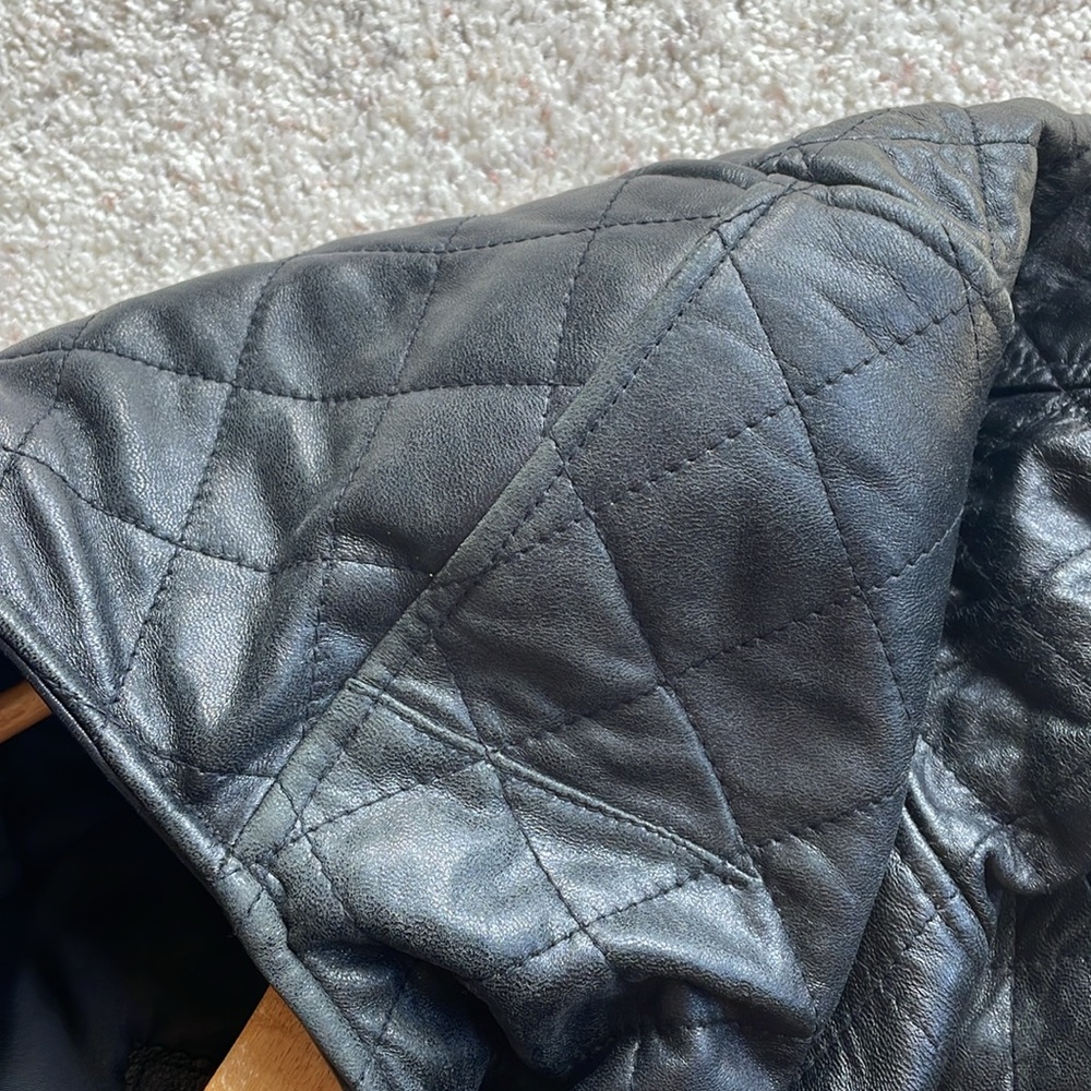 QUILTED LEATHER BOMBER JACKET - Picture 12 of 14